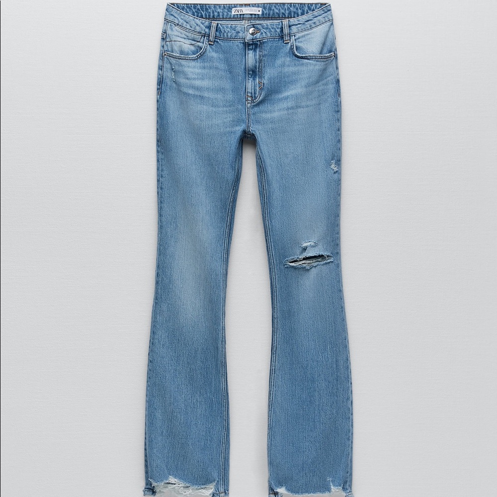 Zara distressed flare jeans